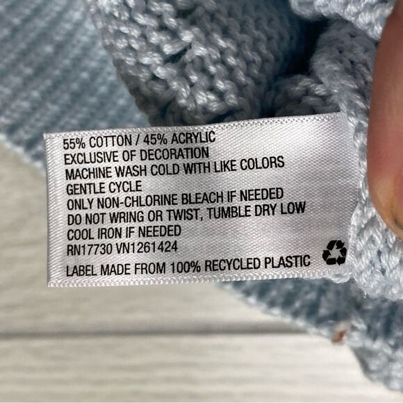 Wild Fable | Light Blue Knit Cropped Cardigan With Embroidered Flowers Large - Picture 5 of 5